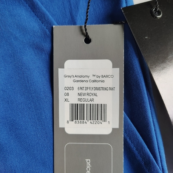 Grey's Anatomy by Barco Men’s XL Scrub Pants Blue 6 Pocket Zip Fly Drawstring - Picture 3 of 15